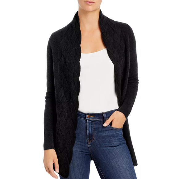 C by Designer Brand Braided Cashmere Cardigan Black XS 2522 - Picture 1 of 1